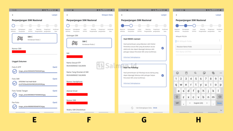 Pelayanan SIM Online - Mengisi kelengkapan data